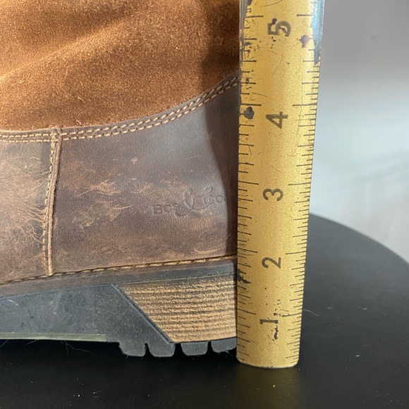 Womens Brown Leather and Wool Platform Boots - Picture 7 of 16